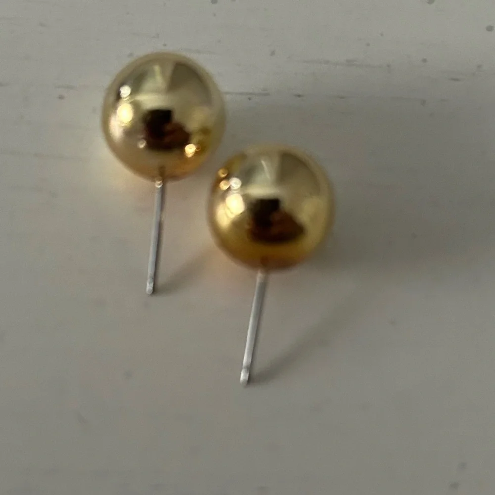 Bead Ball Stud Gold Tone Earrings